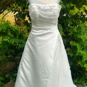 MaggieSottero strapless corsetback floor length embroidered sequins and beads 10